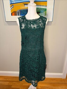 Lulu's Forest Green Crochet Lace Sleeveless Mini Dress